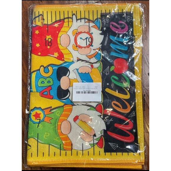 Linen Yellow Back to School Table Runner Classroom Decoration Supplies - Picture 1 of 6